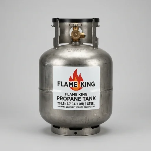 Flame King Propane Tank (20 lb, Steel, DOT/ASME Compliant)